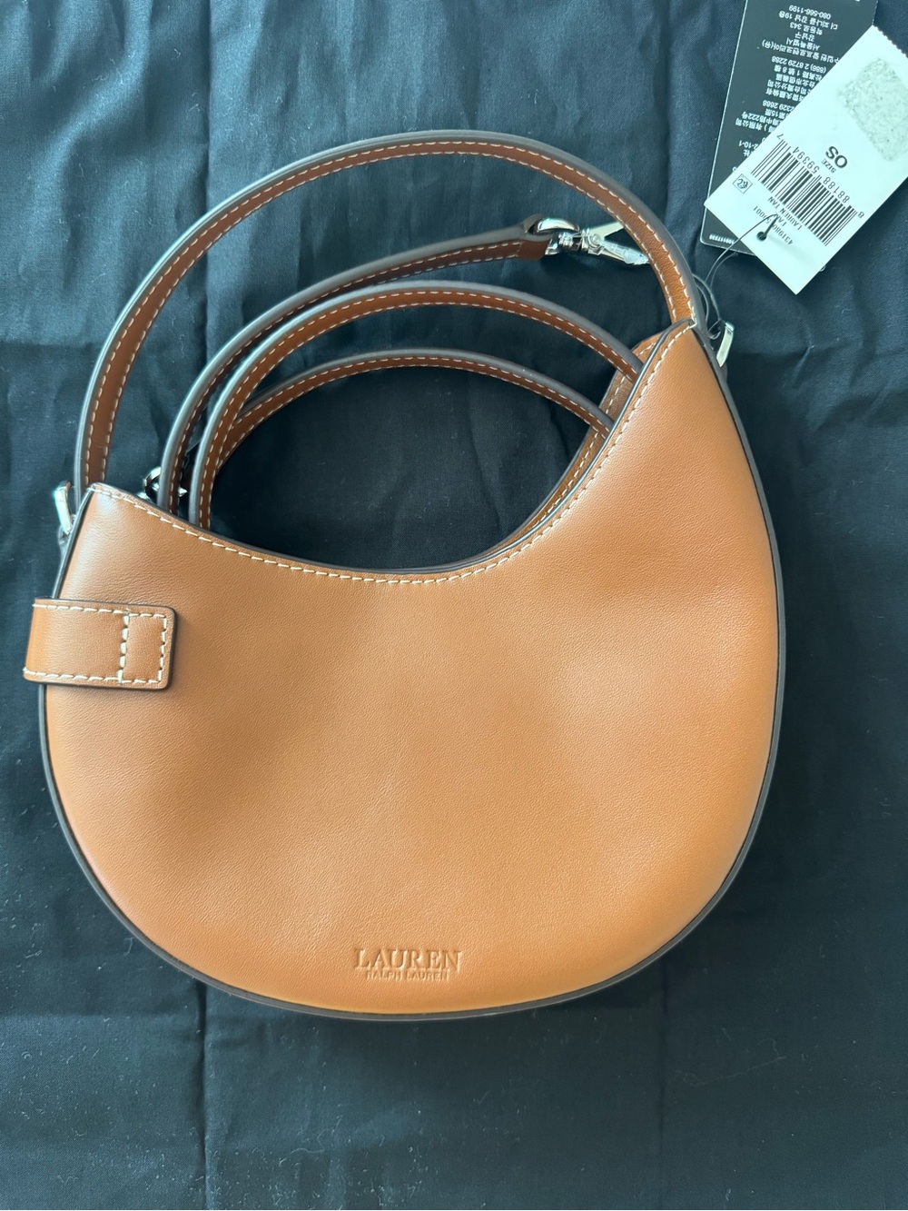 Ralph Lauren Tan Tasha Small Crescent Crossbody Bag - Picture 3 of 5